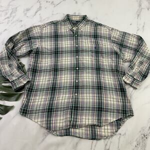 Polo Ralph Lauren Mens Vintage Y2k Plaid Button Up Shirt Size L Lowell Green
